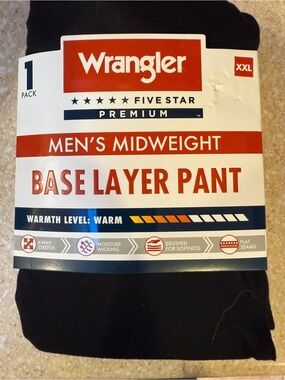 Wrangler Men’s Base Layer Pant - Black Bottom Sz 2XL Smoke Free Home